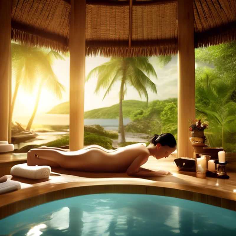 A luxurious spread of spa essentials, including essential oils, bath salts, and plush robes, ready to pamper guests at a high-end resort.