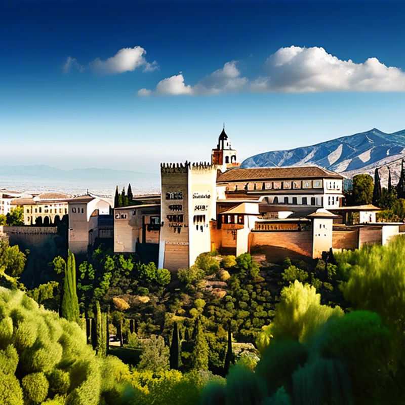 Three couples exploring the stunning Alhambra in Granada, Spain, surrounded by winter's charm, as part of their two-week luxury cultural journey.