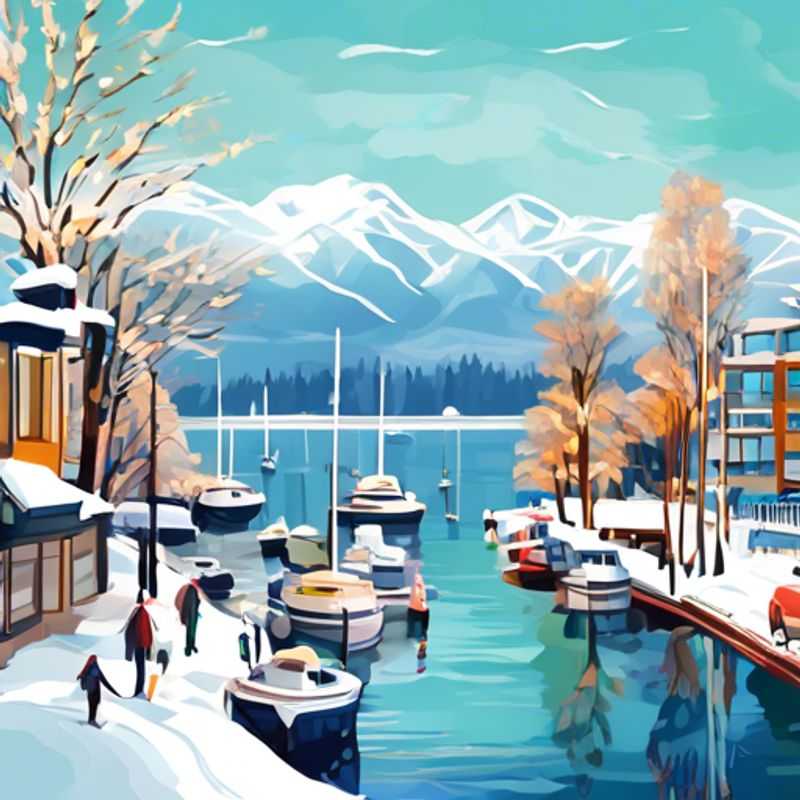 A couple, The Luxury Cultural Explorers, reveling in the stunning winter landscape of Vancouver, Canada, surrounded by snow-capped mountains and the vibrant city skyline during their 5-day adventure.
